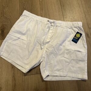 Kiwi Fresh Women's Pull On Drawstring White Shorts Elastic Waist Pockets Size 16